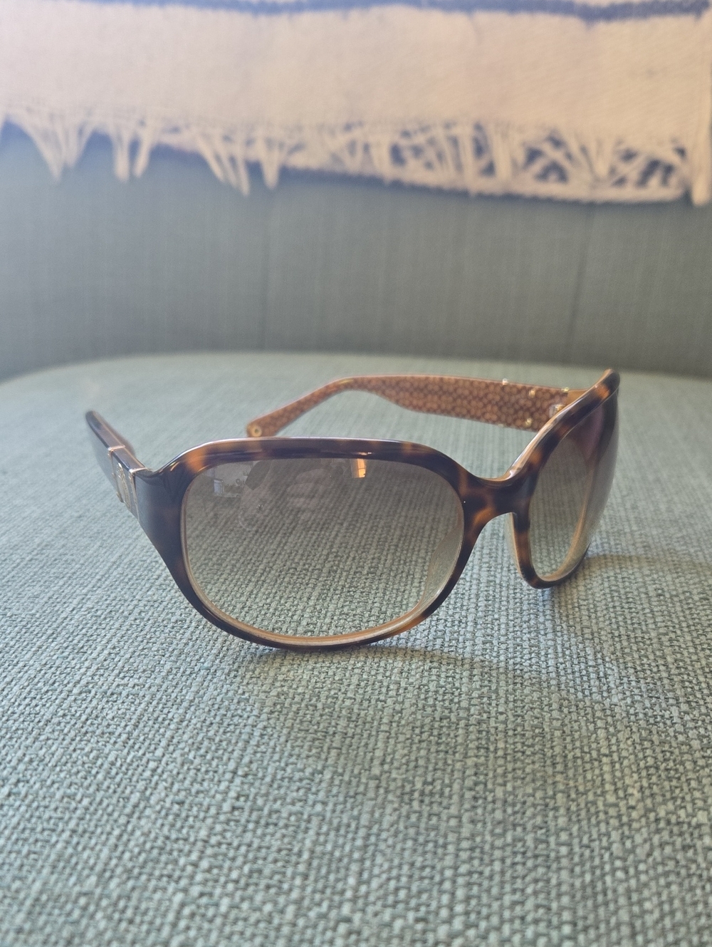 Coach Women's Brown Tortoiseshell Sunglasses with Gradient Lenses